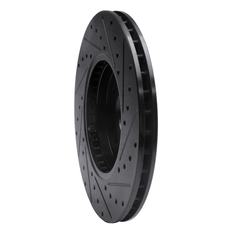 Ford Focus Brake Rotor (1) - Front Left - R1 Concepts - Drilled & Slotted - Black - `02-`04